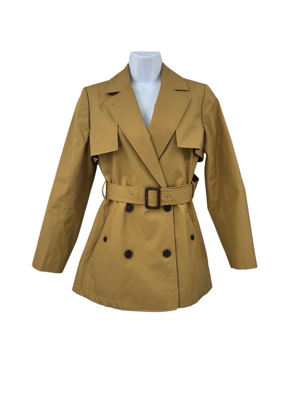 J.Crew Cropped Icon Trench 100% Cotton Lined Coat Size 0 Tan